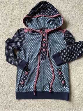 Marc Jacobs cotton jersey hooded top with snap buttons, kangaroo pocket